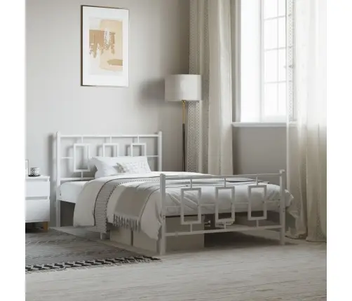 Gultas Rāmis Ar Galvgali Un Kājgali, Balts Metāls, 107X203 Cm Vidaxl