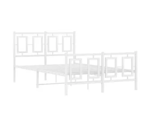 Gultas Rāmis Ar Galvgali Un Kājgali, Balts Metāls, 120X200 Cm Vidaxl