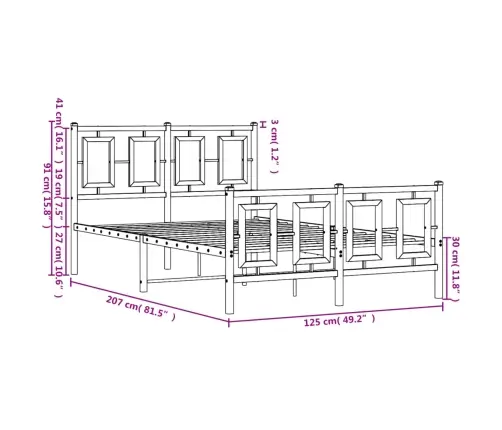 Gultas Rāmis Ar Galvgali Un Kājgali, Balts Metāls, 120X200 Cm Vidaxl
