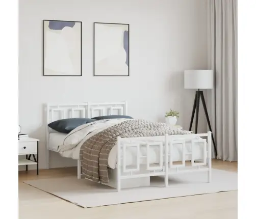 Gultas Rāmis Ar Galvgali Un Kājgali, Balts Metāls, 120X200 Cm Vidaxl