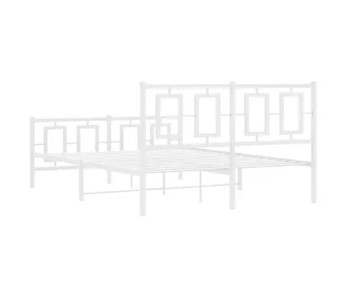Gultas Rāmis Ar Galvgali Un Kājgali, Balts Metāls, 140X190 Cm Vidaxl