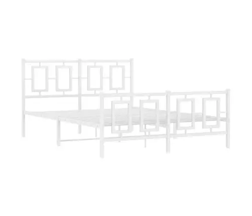 Metallist Voodiraam Peatsi Ja Jalutsiga, Valge, 140 X 200 Cm