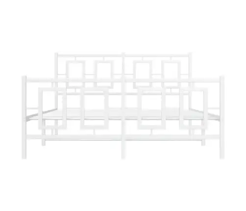 Metallist Voodiraam Peatsi Ja Jalutsiga, Valge, 140 X 200 Cm