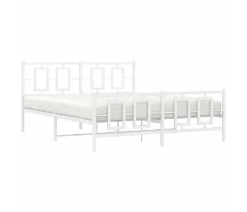 Metallist Voodiraam Peatsi Ja Jalutsiga, Valge, 150 X 200 Cm