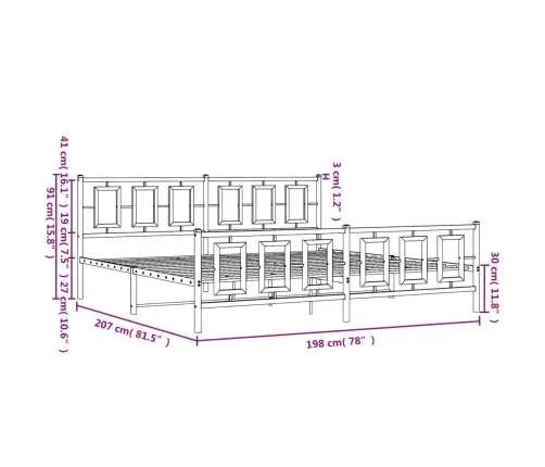 Gultas Rāmis Ar Galvgali Un Kājgali, Balts Metāls, 193X203 Cm Vidaxl