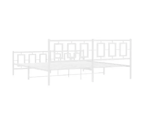 Gultas Rāmis Ar Galvgali Un Kājgali, Balts Metāls, 200X200 Cm Vidaxl