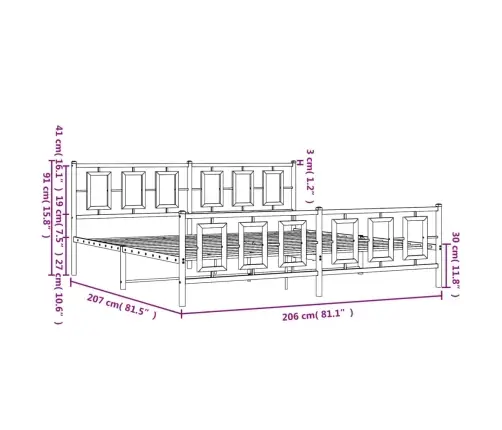 Gultas Rāmis Ar Galvgali Un Kājgali, Balts Metāls, 200X200 Cm Vidaxl