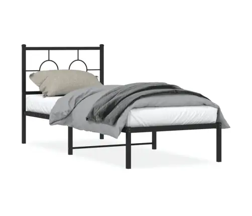 Gultas Rāmis Ar Galvgali, Melns Metāls, 80X200 Cm Vidaxl