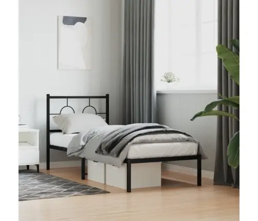 Gultas Rāmis Ar Galvgali, Melns Metāls, 80X200 Cm Vidaxl