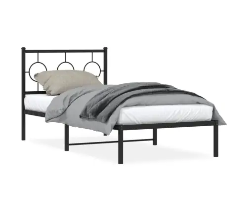 Gultas Rāmis Ar Galvgali, Melns Metāls, 90X190 Cm Vidaxl