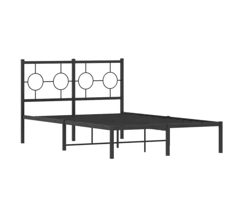 Gultas Rāmis Ar Galvgali, Melns Metāls, 120X190 Cm Vidaxl