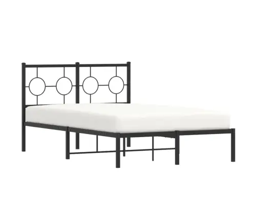 Gultas Rāmis Ar Galvgali, Melns Metāls, 120X190 Cm Vidaxl