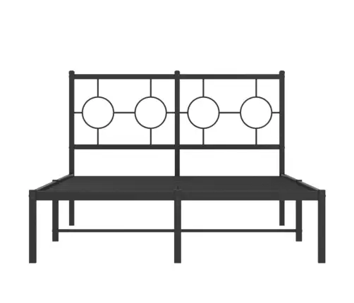 Gultas Rāmis Ar Galvgali, Melns Metāls, 120X190 Cm Vidaxl