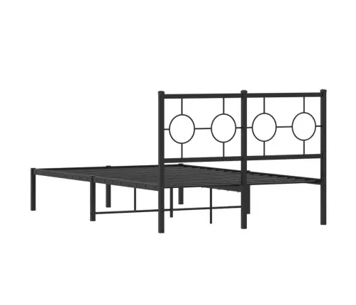 Gultas Rāmis Ar Galvgali, Melns Metāls, 120X190 Cm Vidaxl