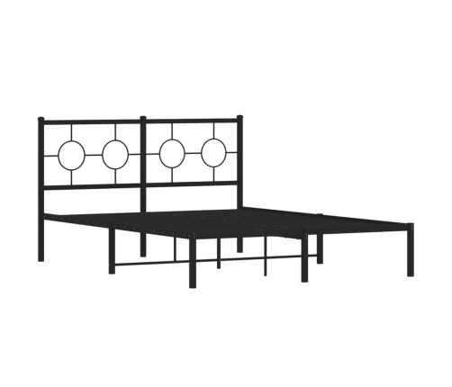 Gultas Rāmis Ar Galvgali, Melns Metāls, 135X190 Cm Vidaxl