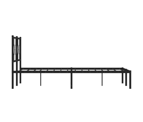 Gultas Rāmis Ar Galvgali, Melns Metāls, 135X190 Cm Vidaxl