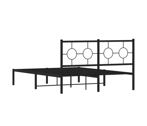 Gultas Rāmis Ar Galvgali, Melns Metāls, 135X190 Cm Vidaxl