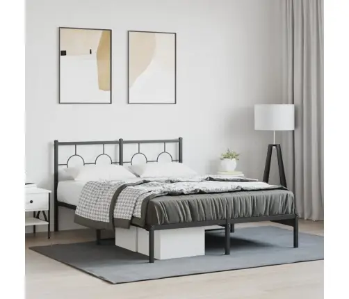 Metallist Voodiraam Peatsiga, Must, 135X190 Cm