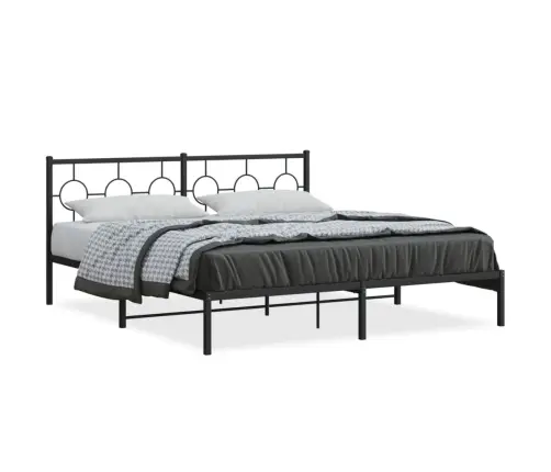 Gultas Rāmis Ar Galvgali, Melns Metāls, 183X213 Cm Vidaxl