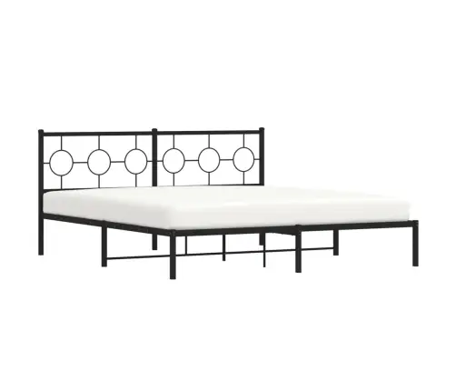 Gultas Rāmis Ar Galvgali, Melns Metāls, 183X213 Cm Vidaxl