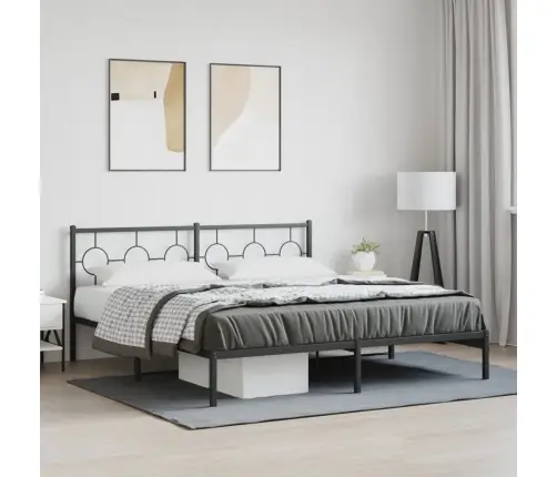 Gultas Rāmis Ar Galvgali, Melns Metāls, 183X213 Cm Vidaxl