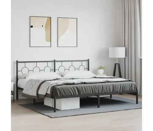 Metalinis Lovos Rėmas Su Galvūgaliu, Juodos Spalvos, 193X203Cm