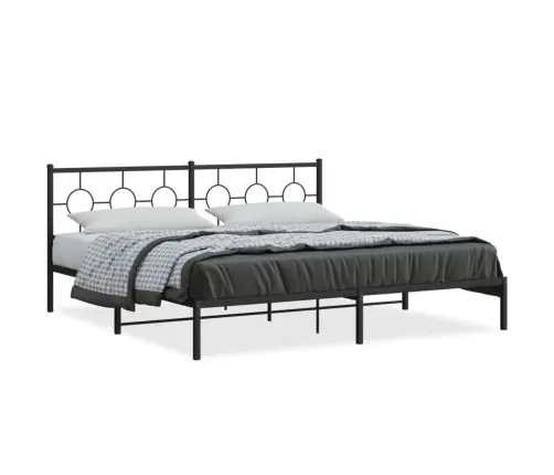 Gultas Rāmis Ar Galvgali, Melns Metāls, 200X200 Cm Vidaxl