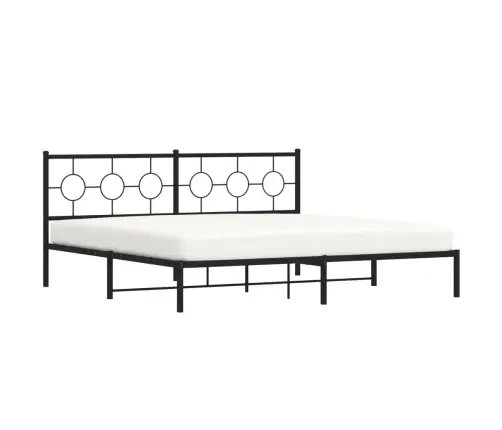 Gultas Rāmis Ar Galvgali, Melns Metāls, 200X200 Cm Vidaxl