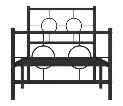 Gultas Rāmis Ar Galvgali Un Kājgali, Melns Metāls, 75X190 Cm Vidaxl