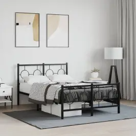 Gultas Rāmis Ar Galvgali Un Kājgali, Melns Metāls, 120X200 Cm Vidaxl