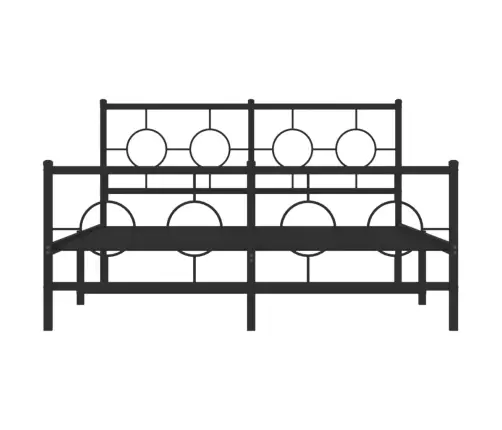 Gultas Rāmis Ar Galvgali Un Kājgali, Melns Metāls, 135X190 Cm Vidaxl