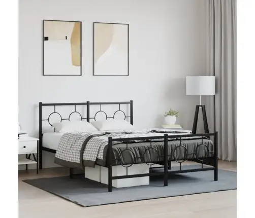 Lovos Rėmas Su Galvūgaliu/Kojūgaliu, Juodas, 140X190cm Metalas