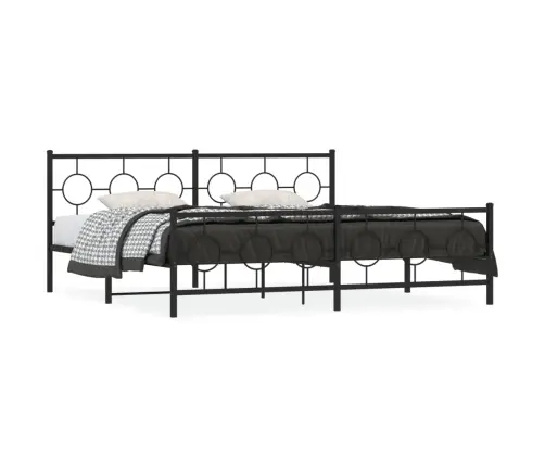 Gultas Rāmis Ar Galvgali Un Kājgali, Melns Metāls, 200X200 Cm Vidaxl