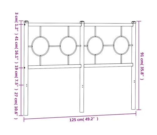 Gultas Galvgalis, Metāls, Melns, 120 Cm Vidaxl