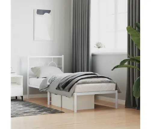 Gultas Rāmis Ar Galvgali, Balts Metāls, 80X200 Cm Vidaxl