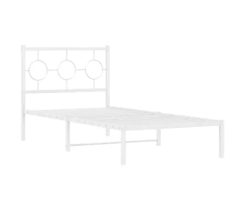 Metallist Voodiraam Peatsiga, Valge, 90 X 190 Cm