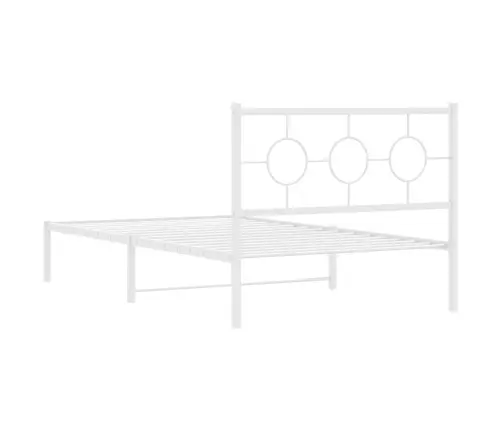 Gultas Rāmis Ar Galvgali, Balts Metāls, 107X203 Cm Vidaxl