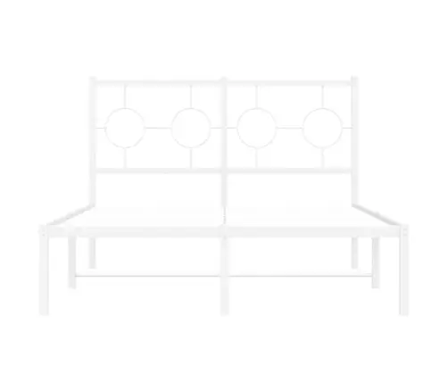 Gultas Rāmis Ar Galvgali, Balts Metāls, 120X200 Cm Vidaxl