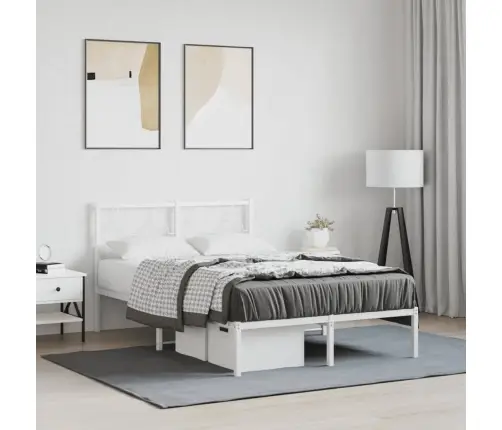 Gultas Rāmis Ar Galvgali, Balts Metāls, 120X200 Cm Vidaxl
