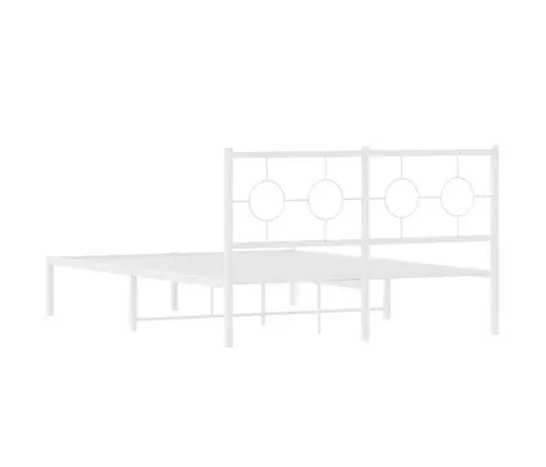 Gultas Rāmis Ar Galvgali, Balts Metāls, 135X190 Cm Vidaxl