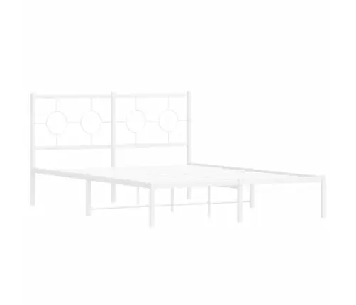 Gultas Rāmis Ar Galvgali, Balts Metāls, 140X190 Cm Vidaxl