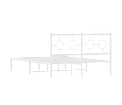 Gultas Rāmis Ar Galvgali, Balts Metāls, 140X200 Cm Vidaxl