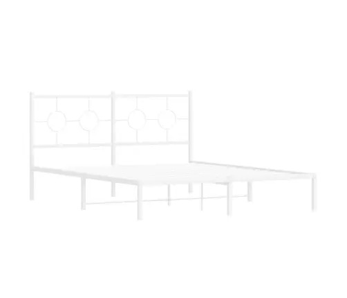 Metallist Voodiraam Peatsiga, Valge, 150X200 Cm