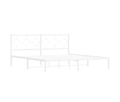 Metallist Voodiraam Peatsiga, Valge, 183X213 Cm