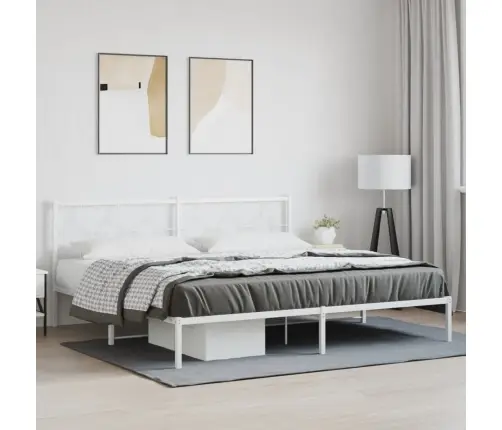 Metalinis Lovos Rėmas Su Galvūgaliu, Baltos Spalvos, 200X200Cm