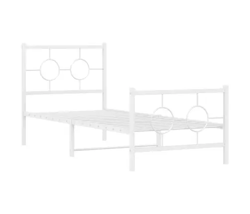 Gultas Rāmis Ar Galvgali Un Kājgali, Balts Metāls, 80X200 Cm Vidaxl