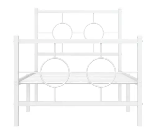 Gultas Rāmis Ar Galvgali Un Kājgali, Balts Metāls, 80X200 Cm Vidaxl