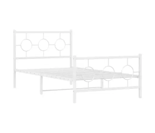 Gultas Rāmis Ar Galvgali Un Kājgali, Balts Metāls, 100X200 Cm Vidaxl