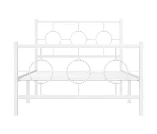 Gultas Rāmis Ar Galvgali Un Kājgali, Balts Metāls, 100X200 Cm Vidaxl