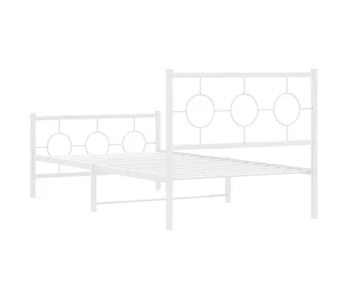 Gultas Rāmis Ar Galvgali Un Kājgali, Balts Metāls, 100X200 Cm Vidaxl